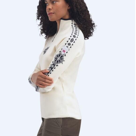 DALE OF NORWAY Geilo Sweater Merino Wool Nordic Half Zip in Cream Women’s Medium - Picture 3 of 14